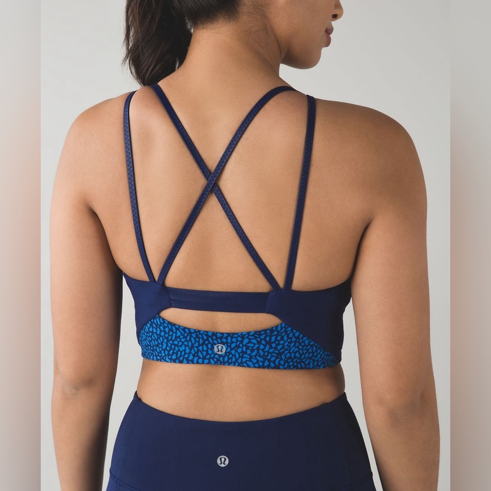 Lululemon Clip in long line Sports  Bra Miss Mosaic Lakeside Hero Blue SIZE 10